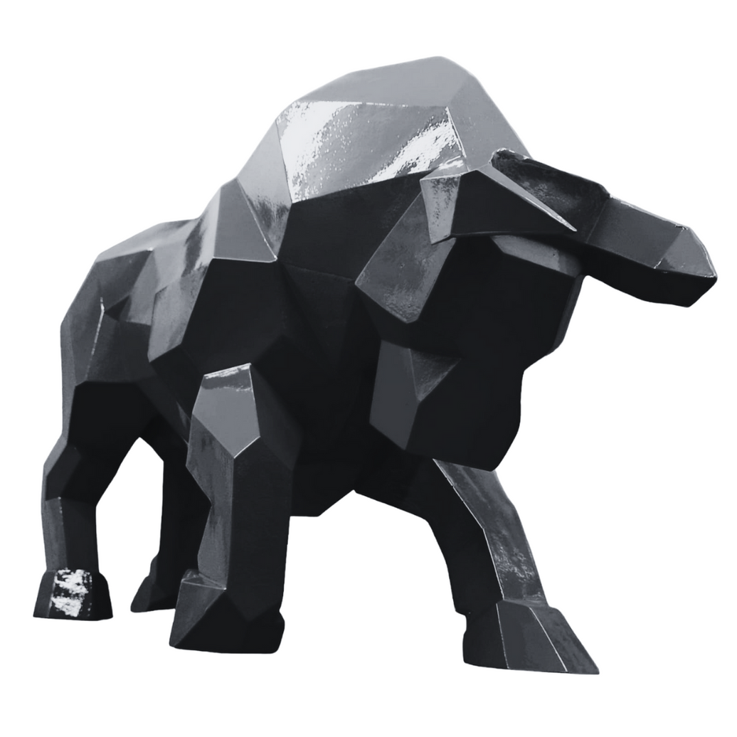 Sculpture Taureau Résine Origami 100 cm Noir – Swiss Sculpture