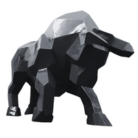 Sculpture Taureau Résine Origami 100 cm Noir – Swiss Sculpture