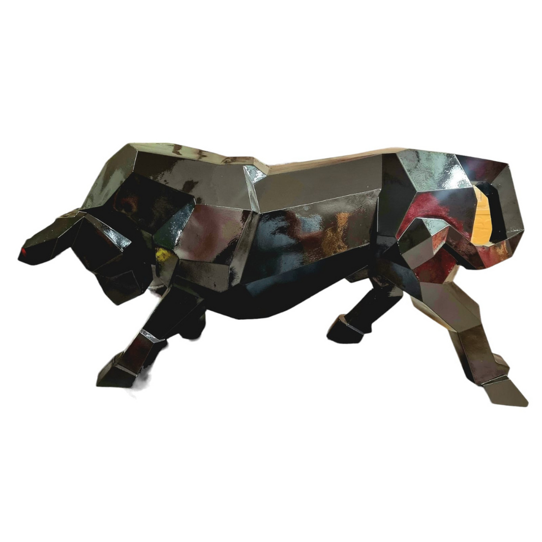 Sculpture Taureau Résine Origami 100 cm Noir – Swiss Sculpture