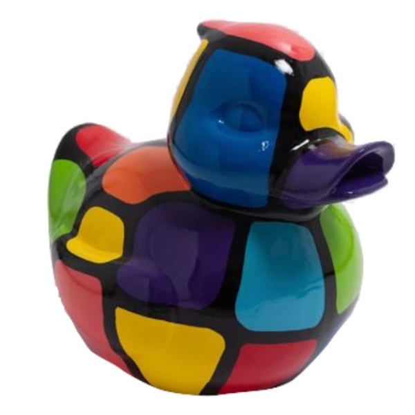 Sculpture Canard Multicolore 65 cm en Résine – Swiss Sculpture - Swiss-sculpture.ch