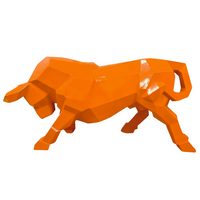 Sculpture Taureau Résine Origami 100 cm Orange – Swiss Sculpture