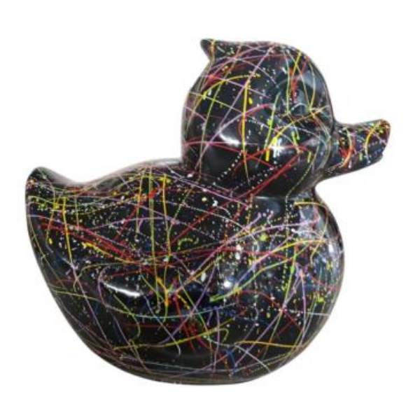 Sculpture Canard 65 cm en Résine Noir Graffiti – Swiss Sculpture