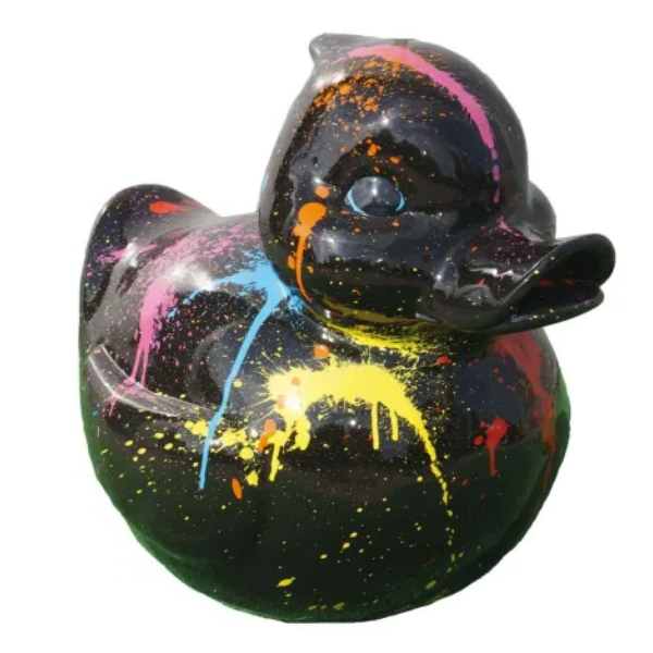 Sculpture Canard 65 cm Résine Tie and Dye Noir – Swiss Sculpture