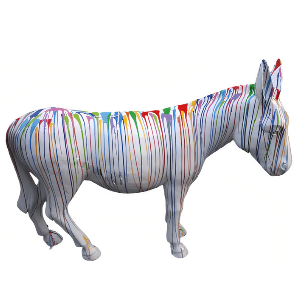 Sculpture Âne XXL en Résine 160 cm Multicolore – Swiss Sculpture