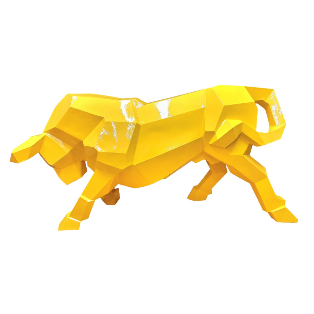 Sculpture Taureau Résine Origami 100 cm Jaune – Swiss Sculpture
