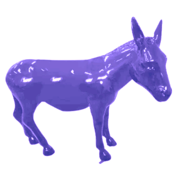 Sculpture Âne XXL en Résine 160 cm Violet Brillant – Swiss Sculpture