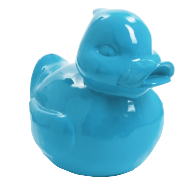Sculpture Canard en Résine 65 cm Bleu Ciel – Swiss Sculpture