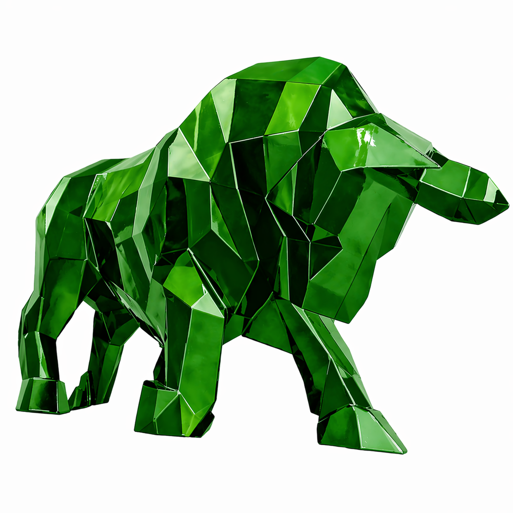 Sculpture Taureau Résine Origami 100 cm Vert – Swiss Sculpture