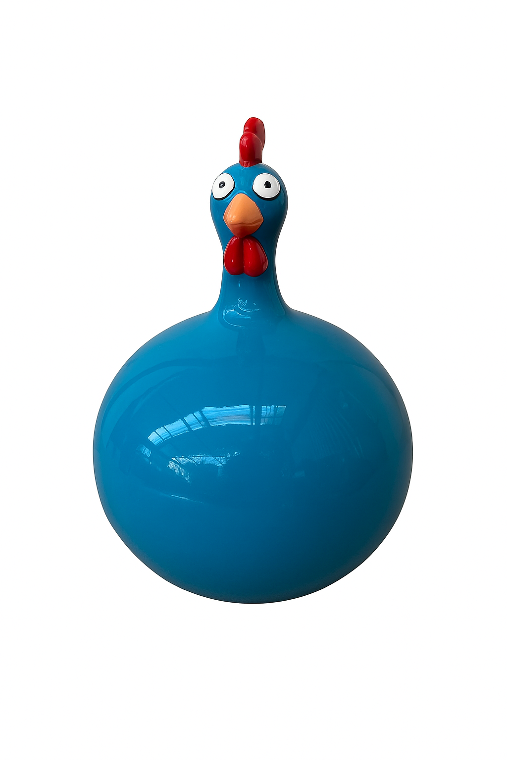 Sculpture Poule 40 cm en Résine Bleue – Swiss Sculpture
