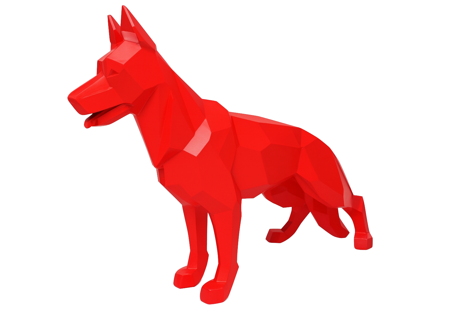 Sculpture XXL Berger Allemand Origami 120 cm Résine Rouge – Swiss Sculpture - Swiss-sculpture.ch