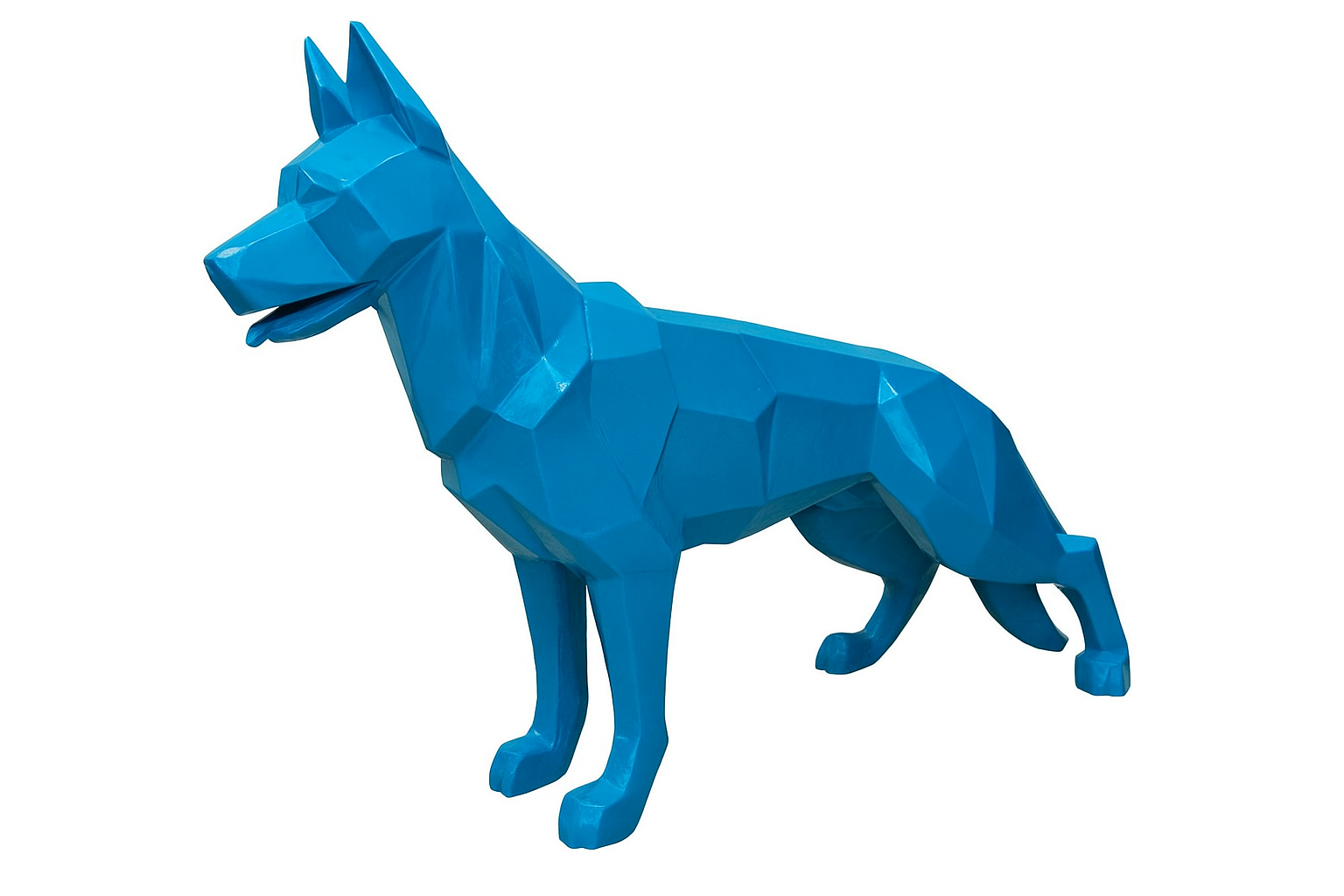 Sculpture XXL Berger Allemand Origami 120 cm Résine Bleue – Swiss Sculpture - Swiss-sculpture.ch