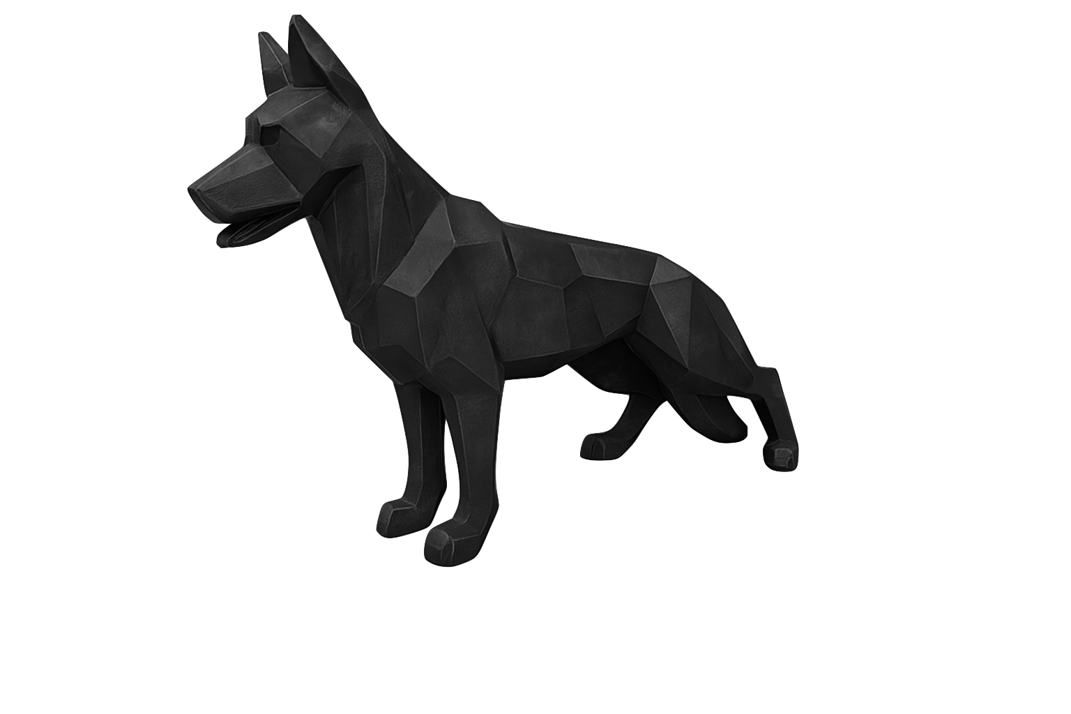 Sculpture Chien Berger Allemand Origami XXL 120 cm Résine Noire – Swiss Sculpture - Swiss-sculpture.ch