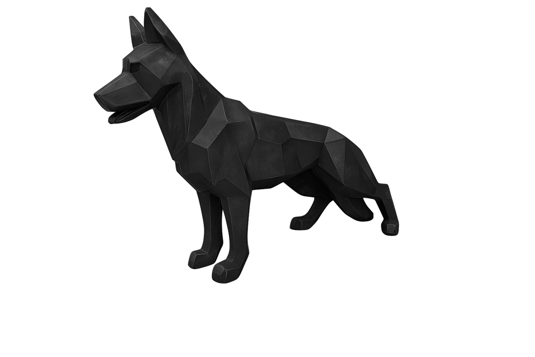 Sculpture Chien Berger Allemand Origami XXL 120 cm Résine Noire – Swiss Sculpture - Swiss-sculpture.ch