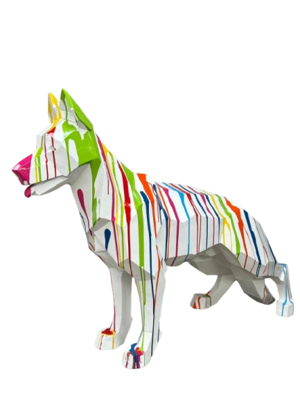 Sculpture XXL Berger Allemand Origami en Résine Blanc 120 cm – Swiss Sculpture - Swiss-sculpture.ch