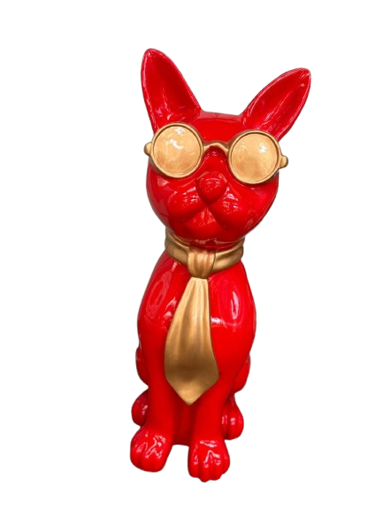 Sculpture Chat 80 cm en Résine Rouge – Swiss Sculpture