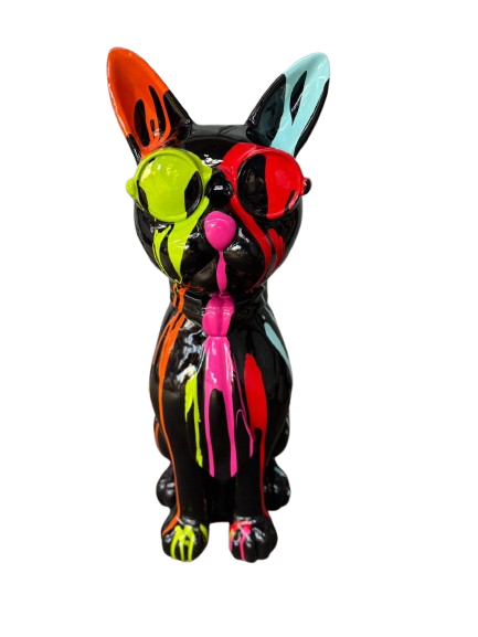 Sculpture Chat Résine 80 cm Multicolore Noir – Swiss Sculpture
