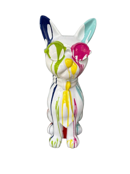Sculpture Chat Résine 80 cm Multicolore Blanc – Swiss Sculpture