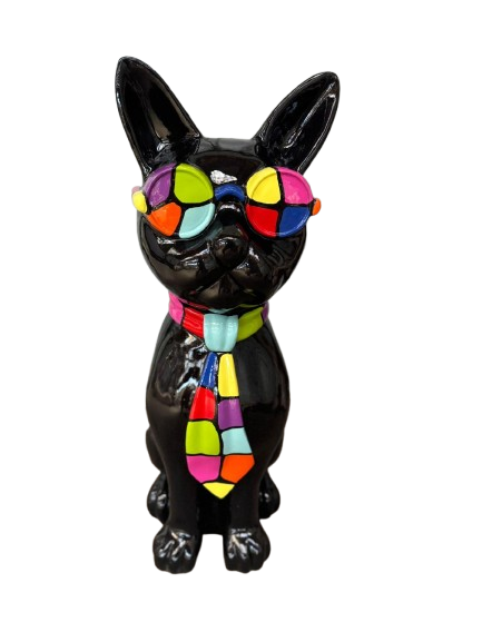 Sculpture Chat 80 cm en Résine Multicolore Noir – Swiss Sculpture