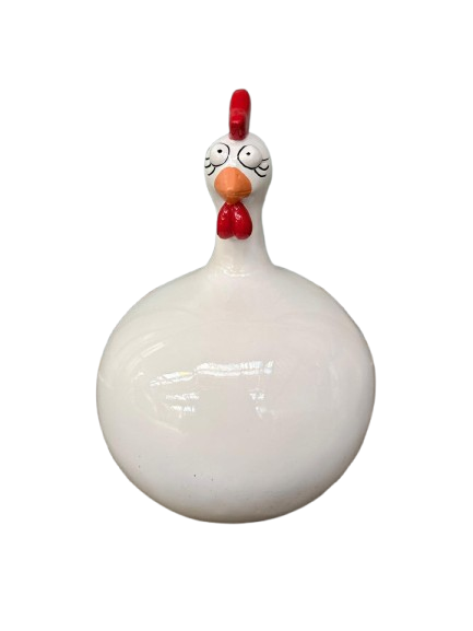 Sculpture Poule Blanche 60 cm Résine – Swiss Sculpture