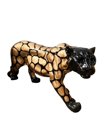 Sculpture Panthère 80 cm en Résine Doré et Noir – Swiss Sculpture