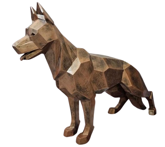 Sculpture XXL Berger Allemand Origami 120 cm Résine Bronze – Swiss Sculpture