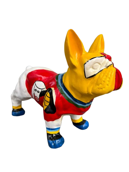 Sculpture Bouledogue Français en Résine 45 cm Multicolore – Swiss Sculpture - Swiss-sculpture.ch