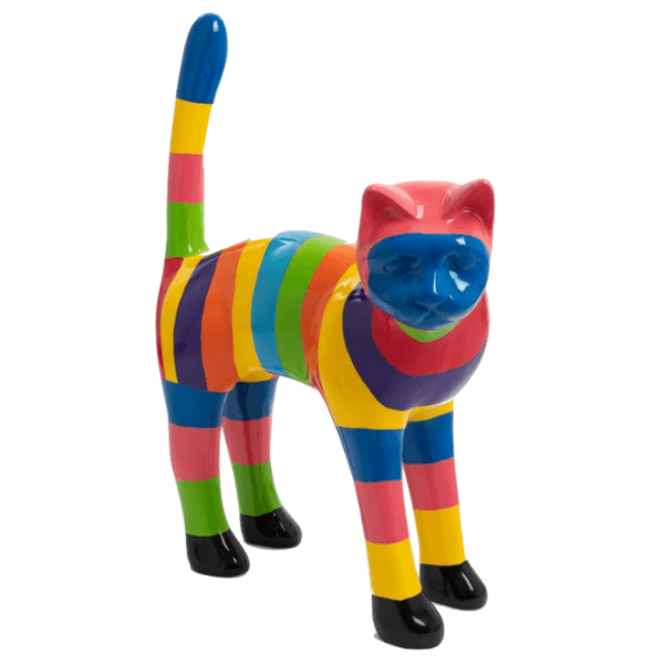 Sculpture Chat XXL en Résine 105 cm Multicolore – Swiss Sculpture - Swiss-sculpture.ch