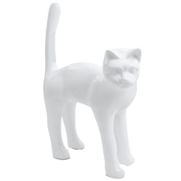 Sculpture Chat XXL en Résine 105 cm Blanc Mat – Swiss Sculpture - Swiss-sculpture.ch