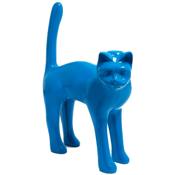 Sculpture Chat XXL en Résine 105 cm Bleu – Swiss Sculpture - Swiss-sculpture.ch