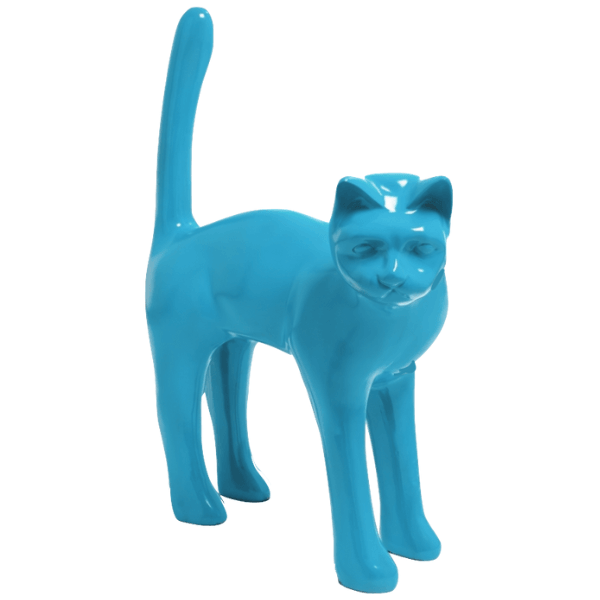 Sculpture Chat XXL en Résine 105 cm Bleu Ciel – Swiss Sculpture - Swiss-sculpture.ch
