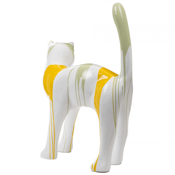 Sculpture Chat XXL en Résine 105 cm Jaune Vert Kaki – Swiss Sculpture - Swiss-sculpture.ch