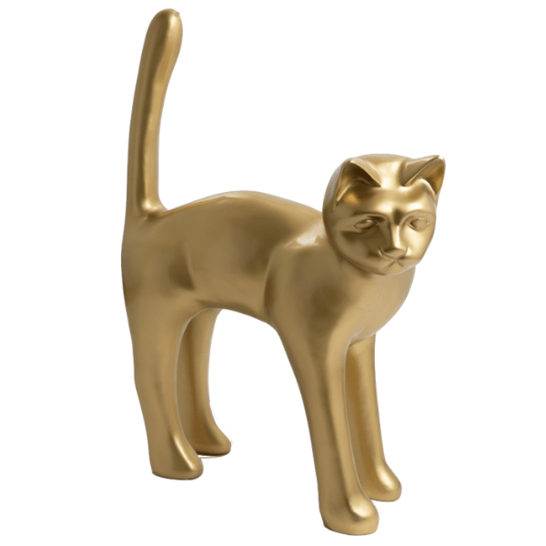 Sculpture Chat XXL en Résine 105 cm Doré Brillant – Swiss Sculpture - Swiss-sculpture.ch