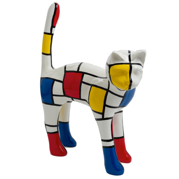 Sculpture Chat XXL en Résine 105 cm Multicolore – Swiss Sculpture - Swiss-sculpture.ch