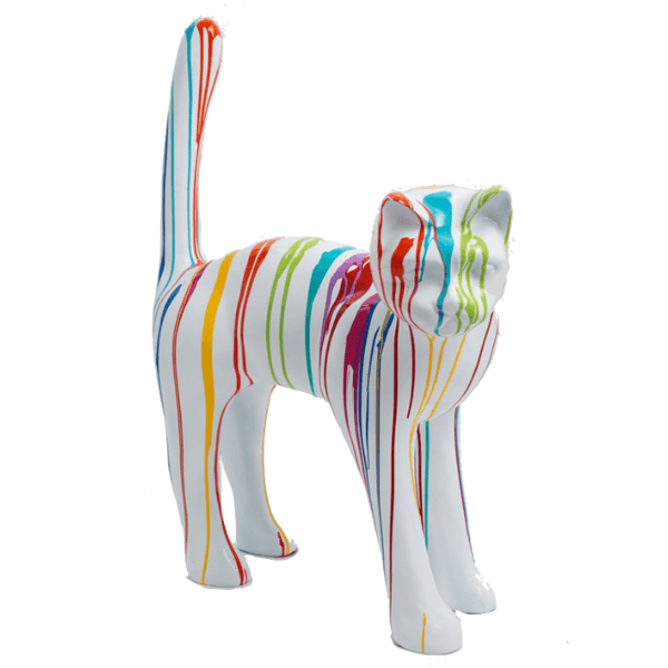 Sculpture Chat XXL en Résine 105 cm Multicolore – Swiss Sculpture - Swiss-sculpture.ch