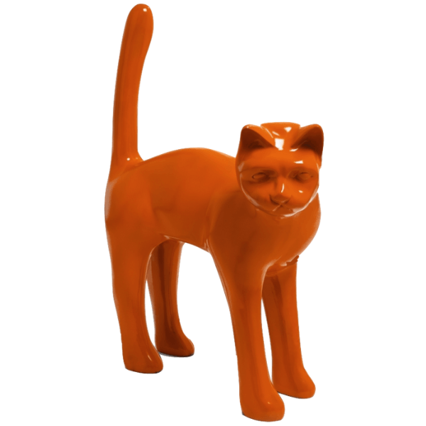 Sculpture Chat XXL en Résine 105 cm Orange – Swiss Sculpture - Swiss-sculpture.ch