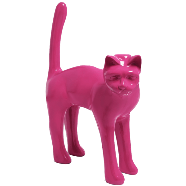 Sculpture Chat XXL en Résine 105 cm Rose Fuchsia – Swiss Sculpture - Swiss-sculpture.ch