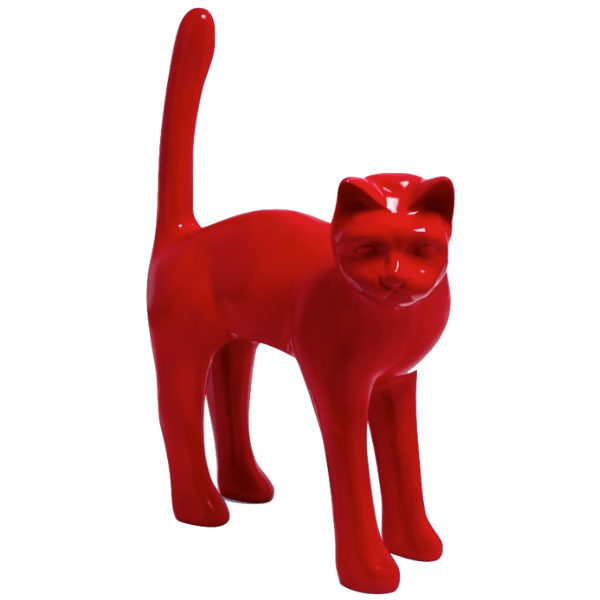 Sculpture Chat XXL en Résine 105 cm Rouge Brillant – Swiss Sculpture - Swiss-sculpture.ch
