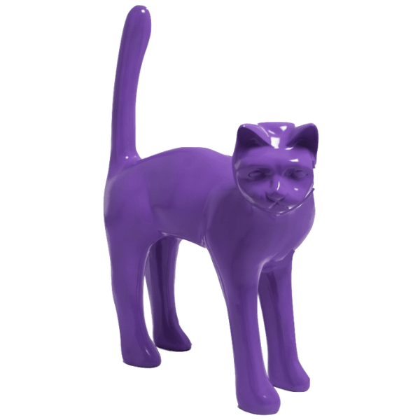 Sculpture Chat XXL en Résine 105 cm Violet Brillant – Swiss Sculpture - Swiss-sculpture.ch