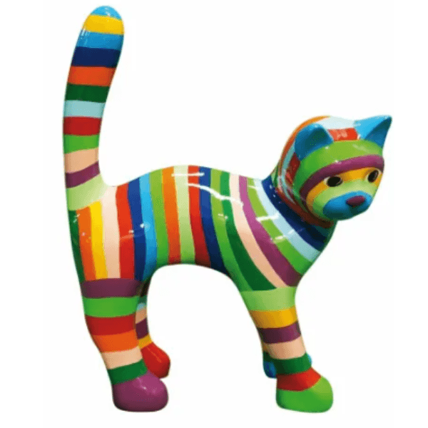 Sculpture Chat en Résine 35 cm Multicolore – Swiss Sculpture - Swiss-sculpture.ch