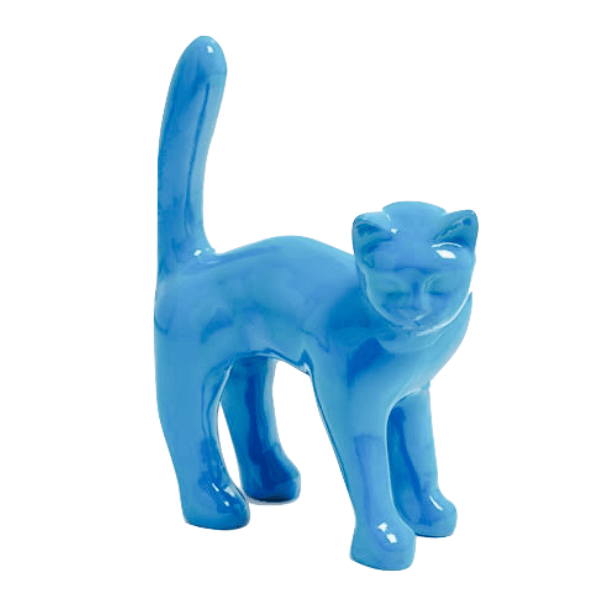 Sculpture Chat en Résine 60 cm Bleu Ciel – Swiss Sculpture - Swiss-sculpture.ch