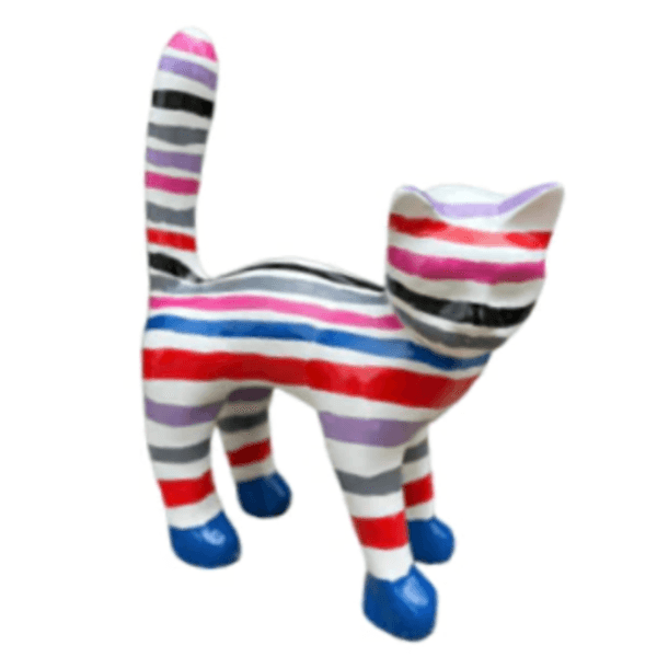 Sculpture Chat en Résine 45 cm Multicolore – Swiss Sculpture - Swiss-sculpture.ch
