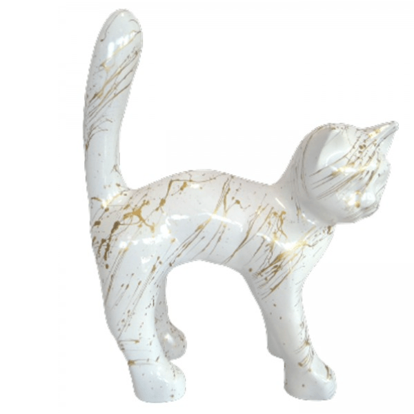 Sculpture Chat en Résine 45 cm Doré – Swiss Sculpture - Swiss-sculpture.ch