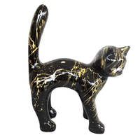 Sculpture Chat en Résine 45 cm Noir Doré – Swiss Sculpture - Swiss-sculpture.ch