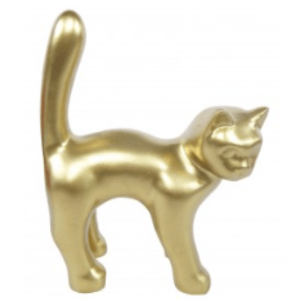 Sculpture Chat Résine 45 cm Doré – Swiss Sculpture - Swiss-sculpture.ch