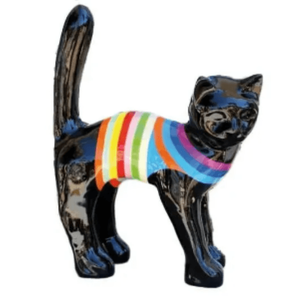 Sculpture Chat Marinière 45 cm en Résine Couleurs Marines – Swiss Sculpture - Swiss-sculpture.ch