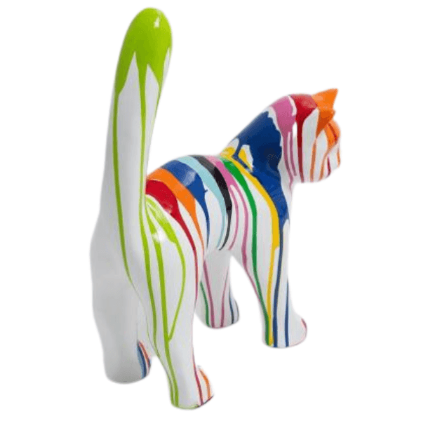 Sculpture Chat Résine 45 cm Multicolore – Swiss Sculpture - Swiss-sculpture.ch