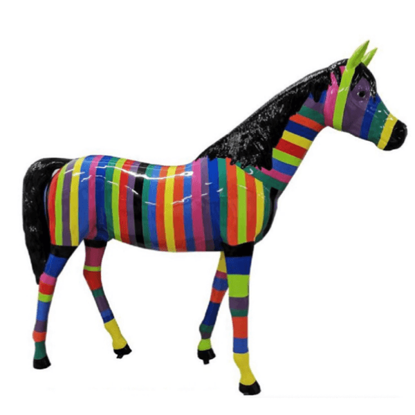 Sculpture Cheval XXL en Résine 210 cm Noir et Or – Swiss Sculpture - Swiss-sculpture.ch