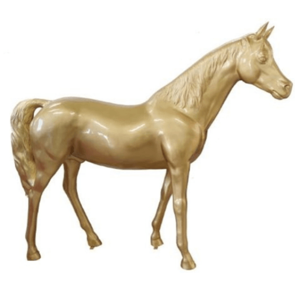 Sculpture Cheval XXL en Résine 210 cm Doré – Swiss Sculpture - Swiss-sculpture.ch