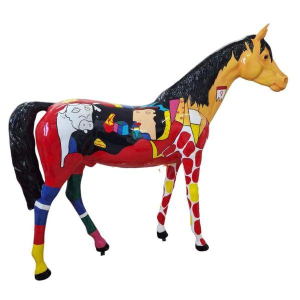 Sculpture Cheval XXL en Résine 210 cm Multicolore – Swiss Sculpture - Swiss-sculpture.ch