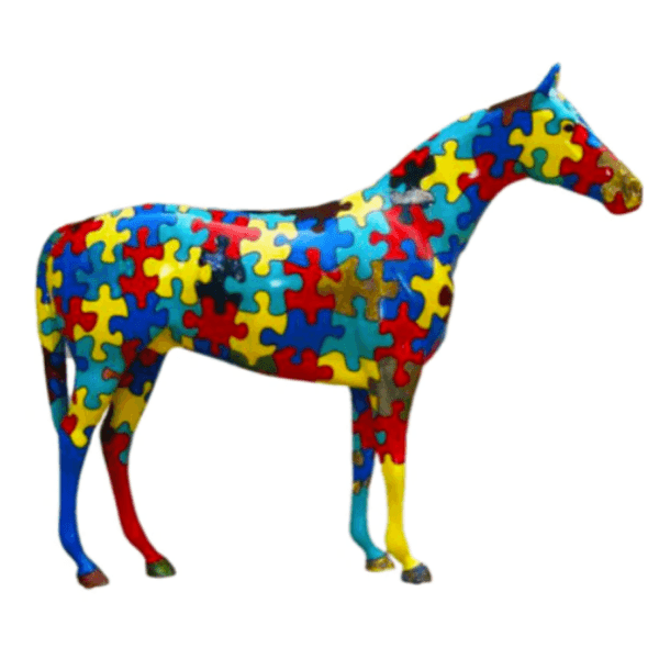 Sculpture Cheval XXL en Résine 210 cm Multicolore – Swiss Sculpture - Swiss-sculpture.ch